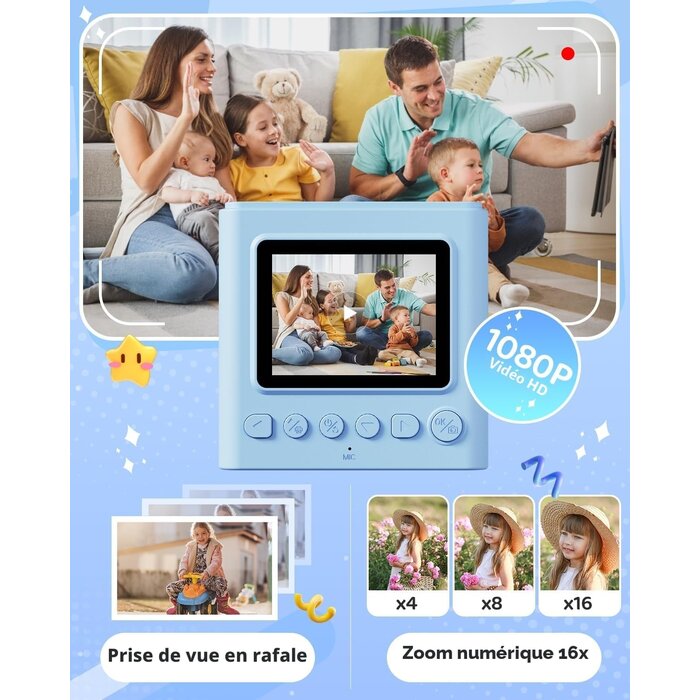 Appareil photo instantané pour enfants - Bleu - Jusqu'à 33% de remise