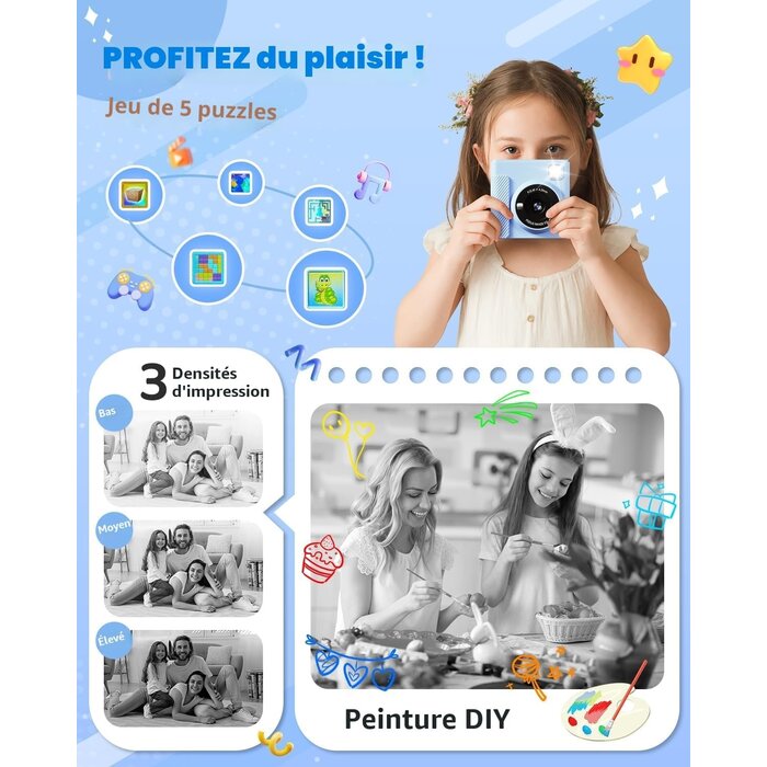 Appareil photo instantané pour enfants - Bleu - Jusqu'à 33% de remise