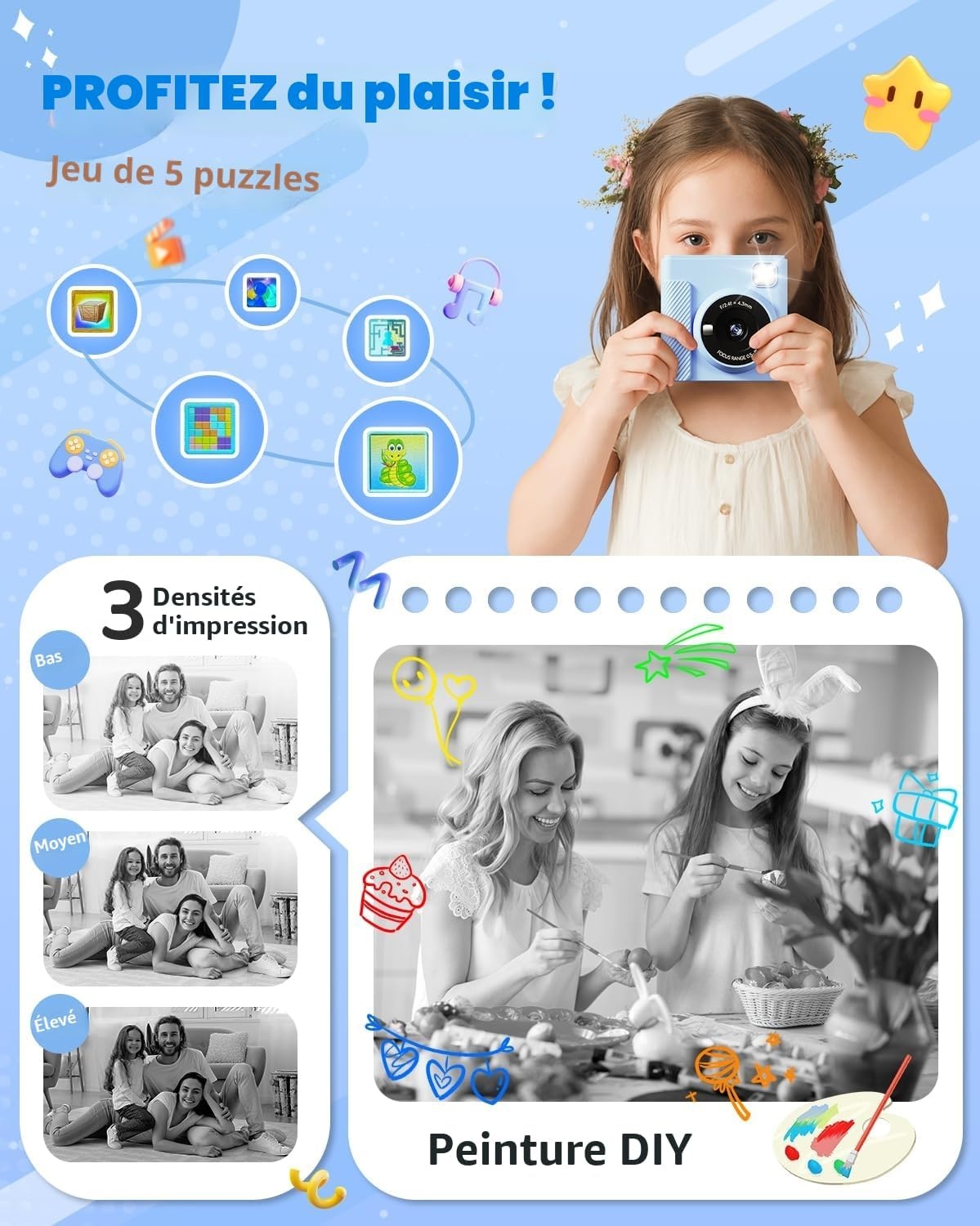 Appareil photo instantané pour enfants - Bleu - Jusqu'à 33% de remise