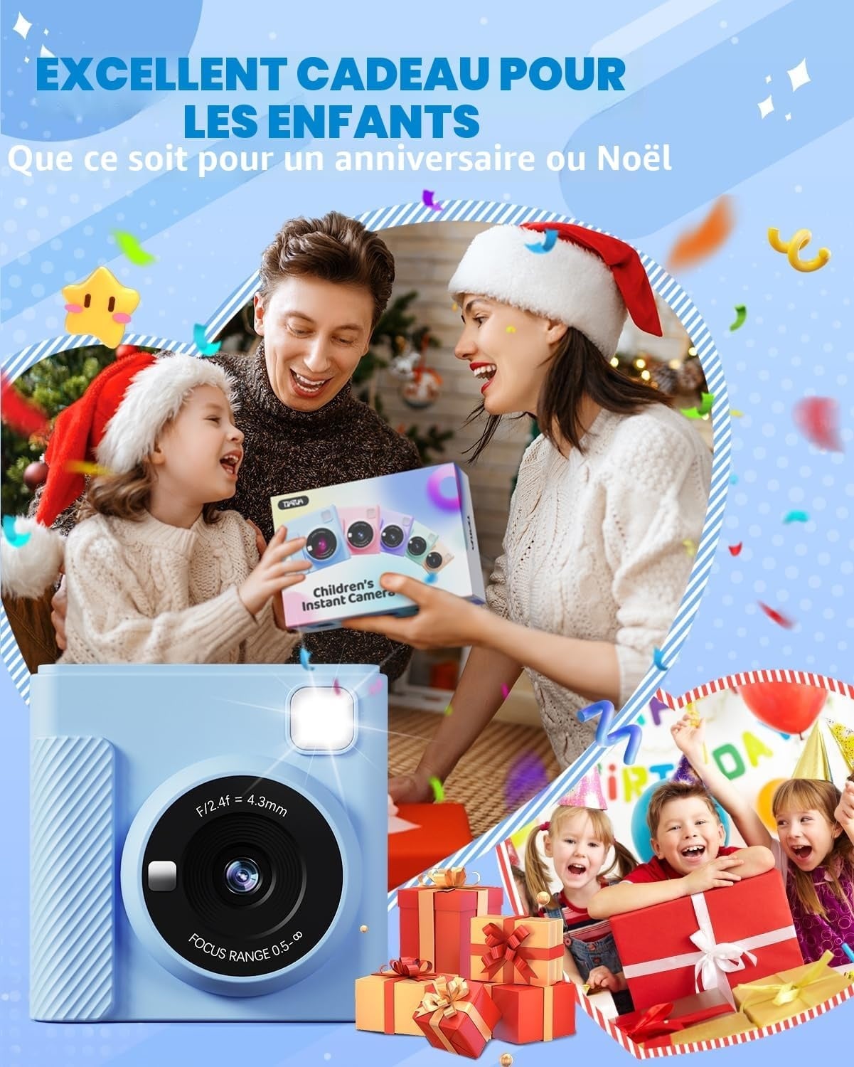 Appareil photo instantané pour enfants - Bleu - Jusqu'à 33% de remise