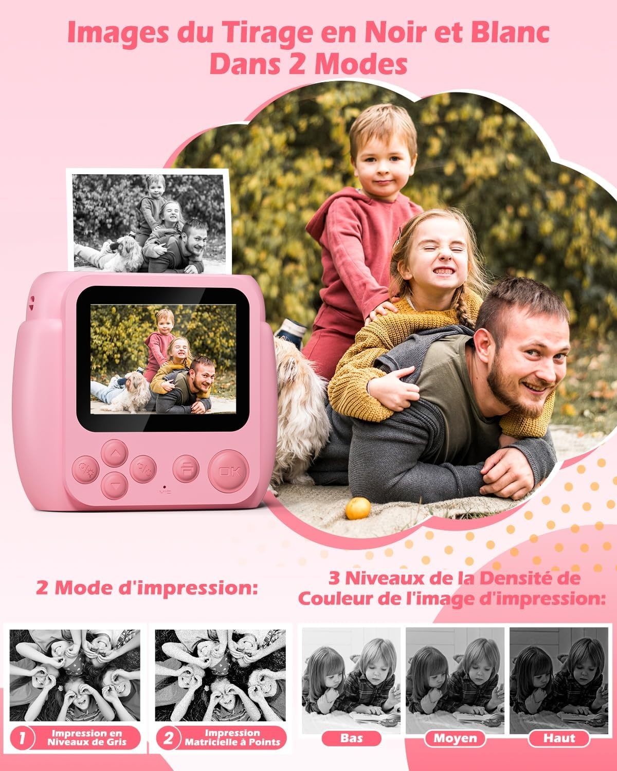 Appareil photo instantané enfant 1080p - Rose - Jusqu'à 33% de remise