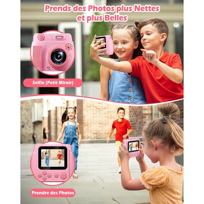 Appareil photo instantané enfant 1080p - Rose - Jusqu'à 33% de remise