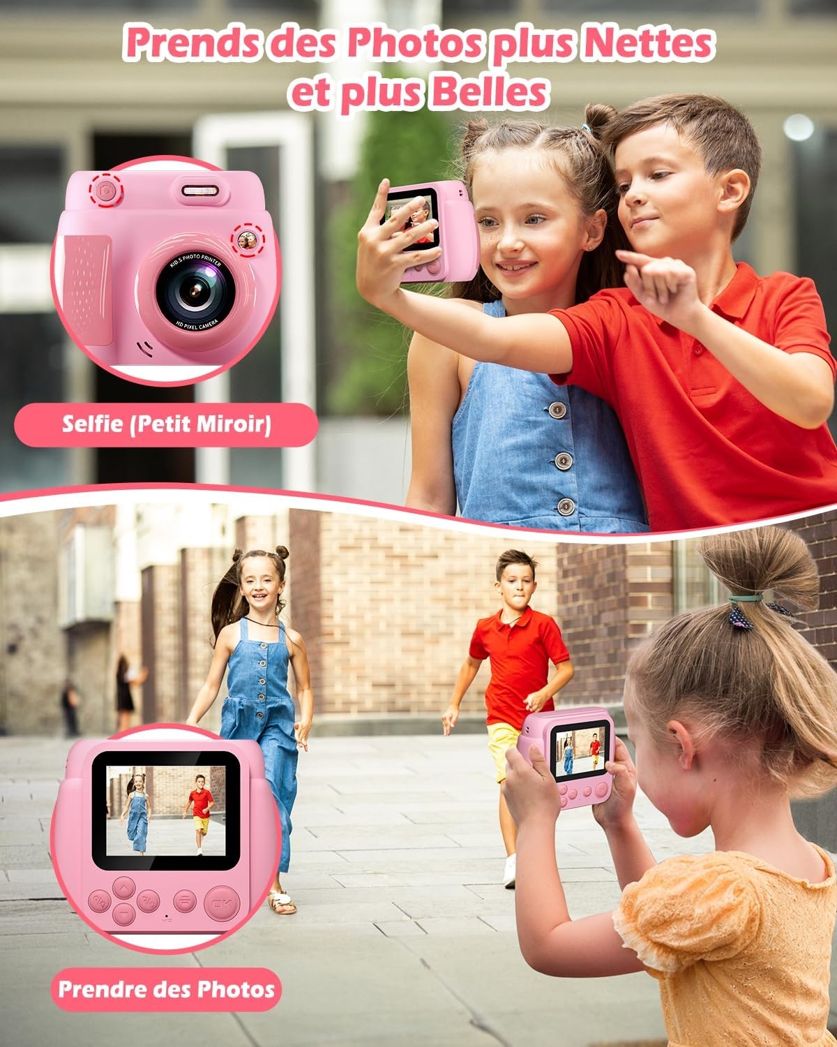 Appareil photo instantané enfant 1080p - Rose - Jusqu'à 33% de remise
