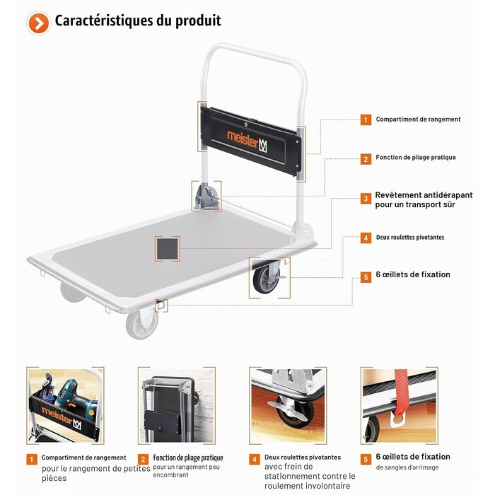 Chariot de transport pliable 300 kg - Jusqu'à 34% de réduction