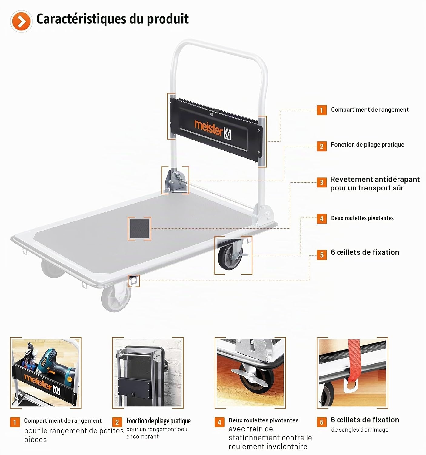 Chariot de transport pliable 300 kg - Jusqu'à 34% de réduction