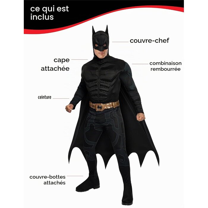 Costume de Batman Dark Knight pour Homme - XL - Jusqu'à -33% de remise