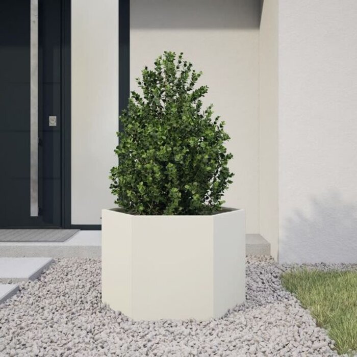 Jardinière hexagonale en acier 69x60x45cm - Blanc - Jusqu'à -34%