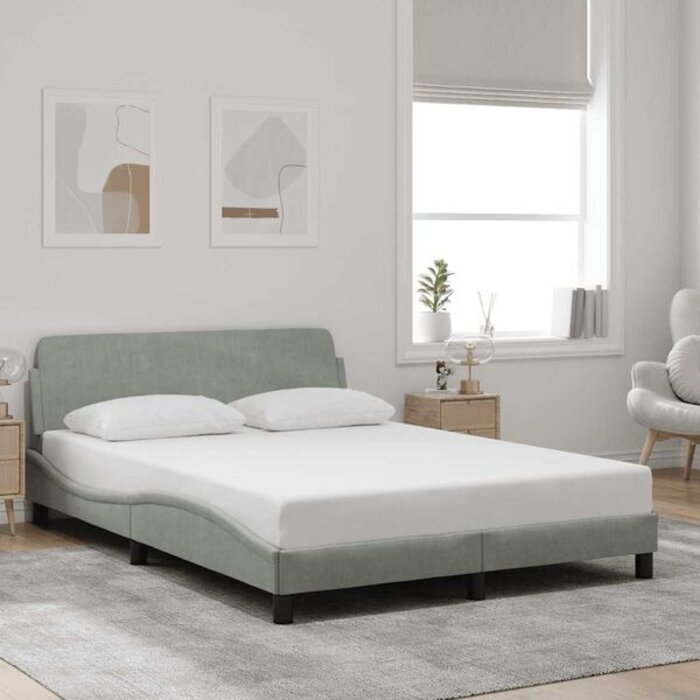Vidaxl Cadre de lit Dover 140x190 cm velours gris - Jusqu'à -35%