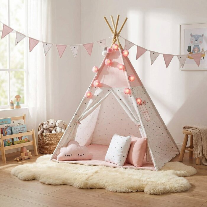 Viking Choice Tipi pour enfants en coton rose - Accessoires inclus - Jusqu'à -37% de remise