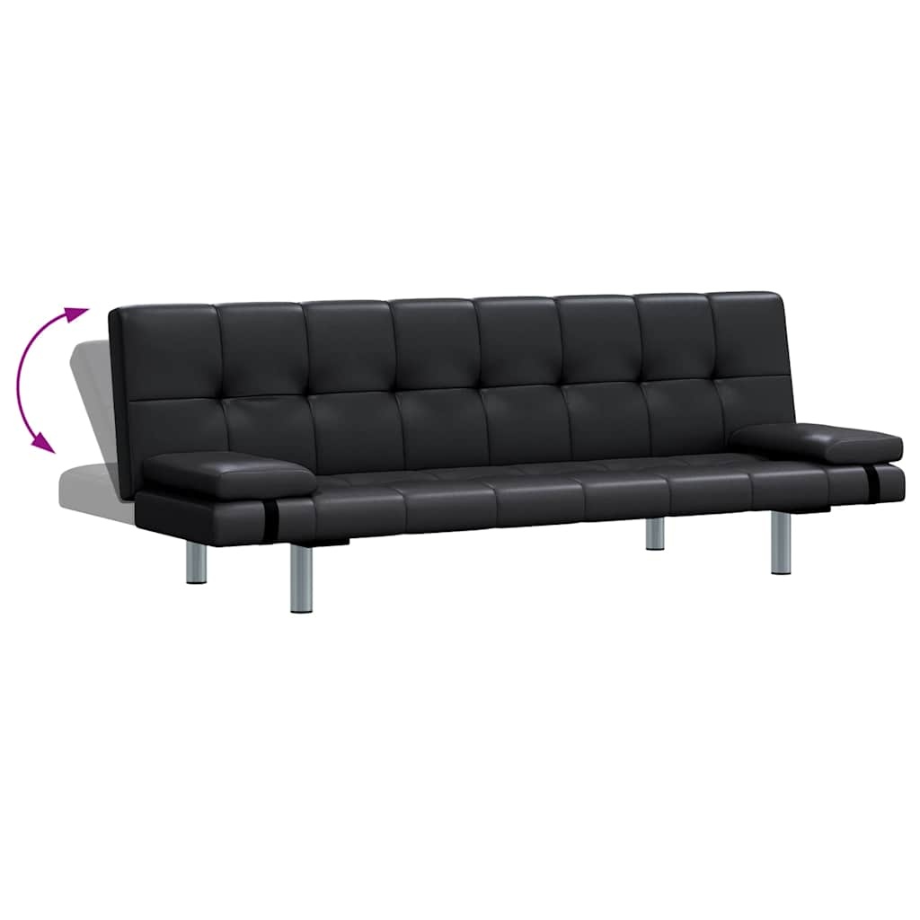 Vidaxl Canapé-lit convertible noir avec 2 coussins - Jusqu'à -62%