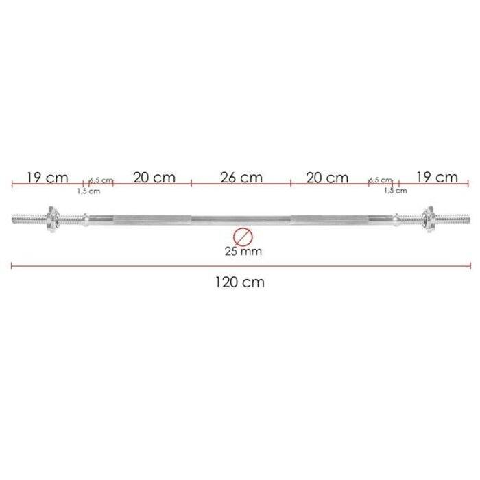 Viking Choice Barre d'haltérophilie 120 cm - Acier chromé - Jusqu'à -40% sur l'outlet
