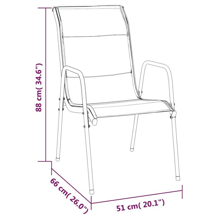 Vidaxl Lot de 4 chaises de jardin en acier et textilène - Jusqu'à -34%