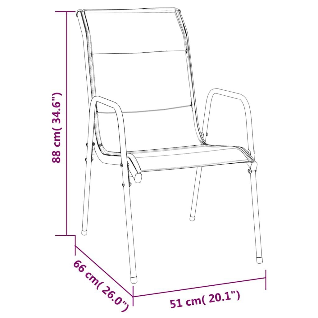 Vidaxl Lot de 4 chaises de jardin en acier et textilène - Jusqu'à -34%