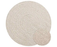 Vidaxl Tapis rond 90 cm aspect jute crème intérieur/extérieur - Jusqu'à -38%