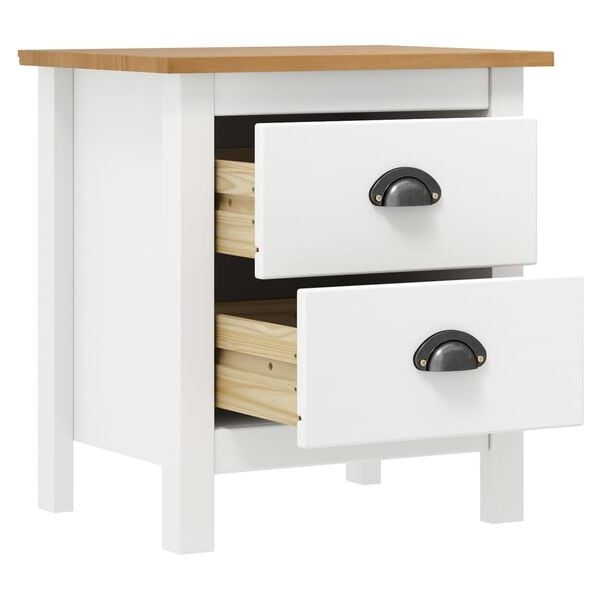 Vidaxl Table de chevet Hill en pin massif blanc - Jusqu'à 34 % de remise