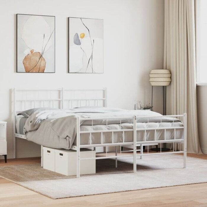 Vidaxl Cadre de lit métal blanc 140x190 cm - Jusqu'à 34% de remise