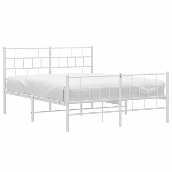 Vidaxl Cadre de lit métal blanc 140x190 cm - Jusqu'à 34% de remise