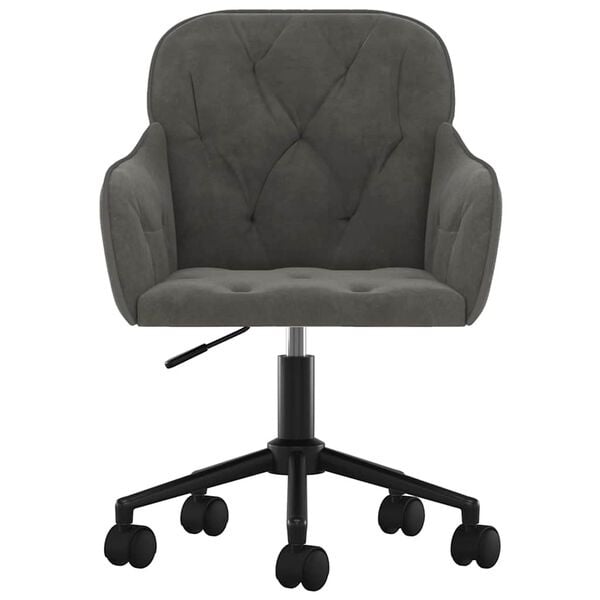 Vidaxl Chaise de bureau pivotante velours gris foncé - Jusqu'à -34%