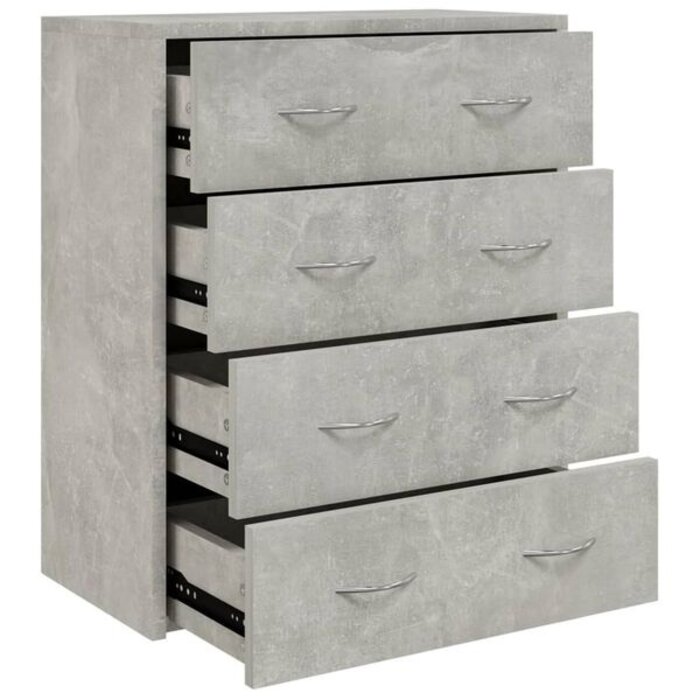 Vidaxl Commode 4 tiroirs gris béton - Jusqu'à -34% sur le prix outlet