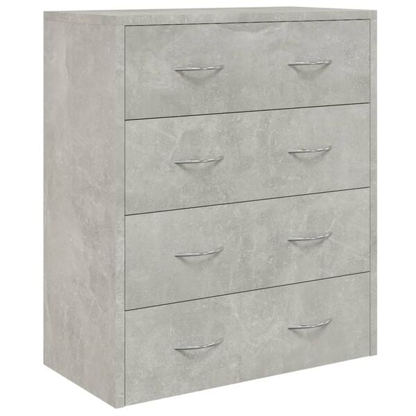 Vidaxl Commode 4 tiroirs gris béton - Jusqu'à -34% sur le prix outlet