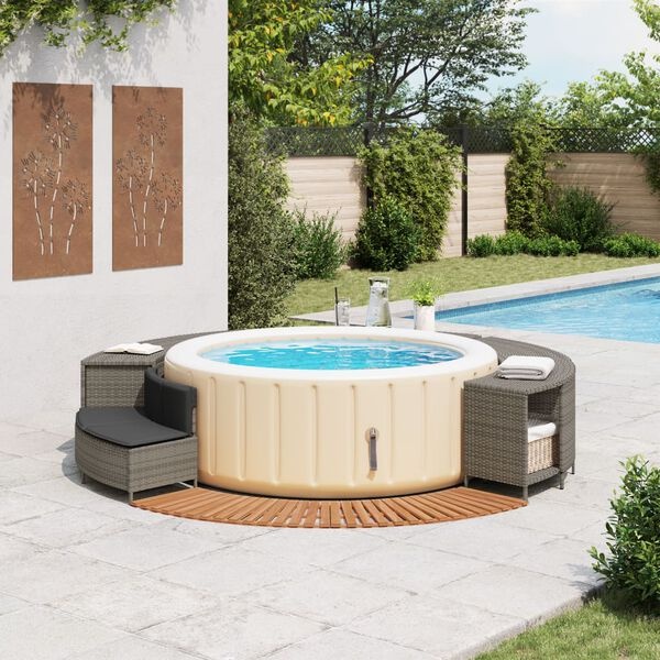Vidaxl Entourage de spa résine et acacia - Gris - 68% de remise