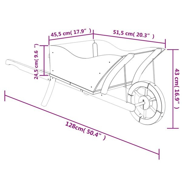 Vidaxl Jardinière Brouette en bois massif 128 cm - Jusqu'à -33% de remise