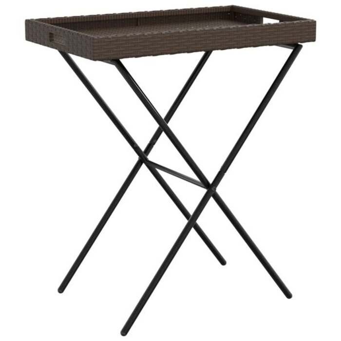 Vidaxl Table plateau pliable en polyrotin marron - Jusqu'à -33% sur l'outlet