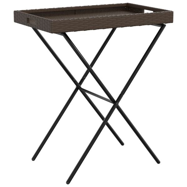 Vidaxl Table plateau pliable en polyrotin marron - Jusqu'à -33% sur l'outlet