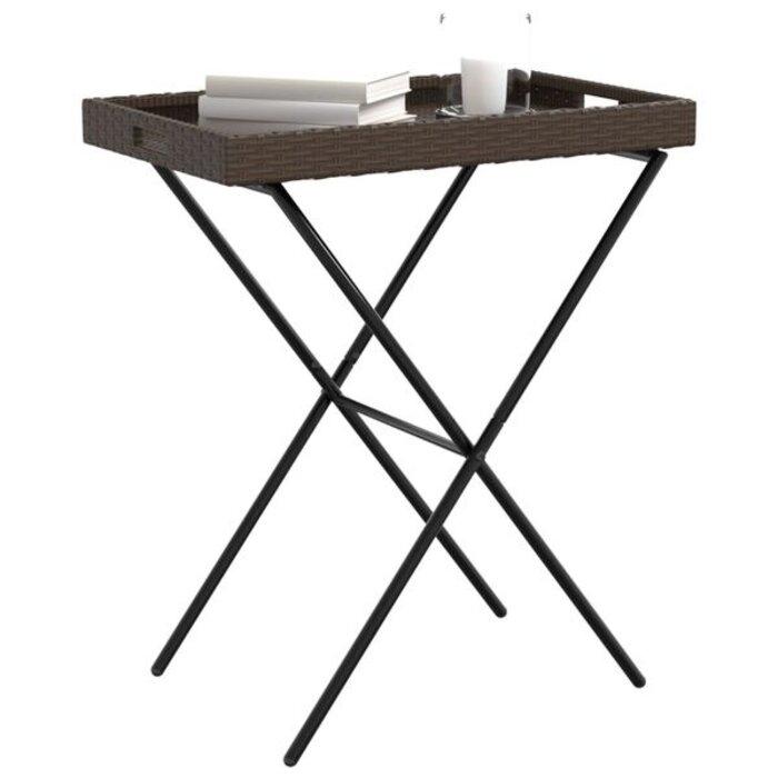 Vidaxl Table plateau pliable en polyrotin marron - Jusqu'à -33% sur l'outlet
