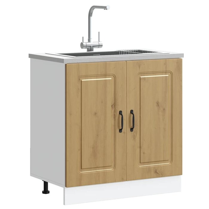 Vidaxl Meuble sous évier Kalmar 80 cm, chêne artisan - Jusqu'à 34 % de réduction