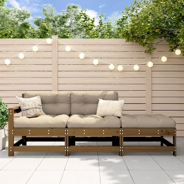 Vidaxl Ensemble salon de jardin 3 pièces bois massif miel - Jusqu'à -35%