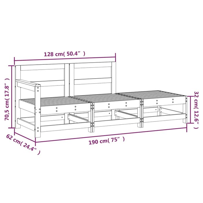 Vidaxl Ensemble salon de jardin 3 pièces bois massif miel - Jusqu'à -35%