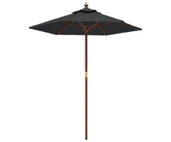 Vidaxl Parasol de jardin en bois noir 196x231 cm - Jusqu'à 40% de remise
