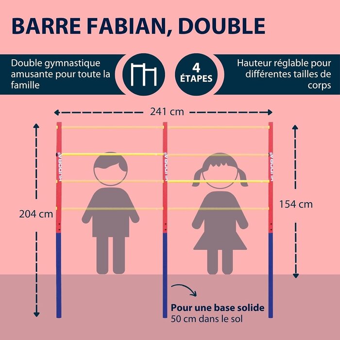 Double barre de gymnastique réglable pour jardin - Jusqu'à -35%