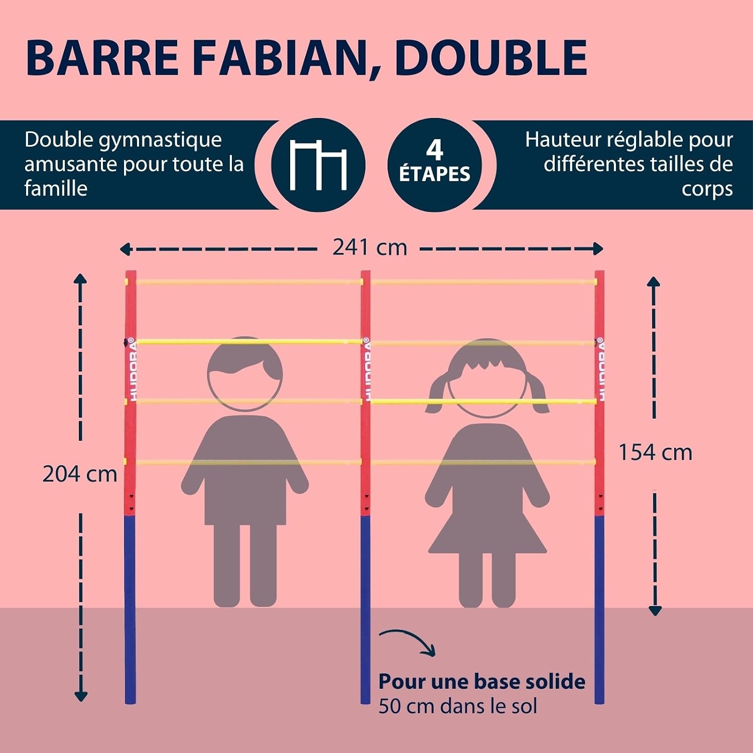 Double barre de gymnastique réglable pour jardin - Jusqu'à -35%