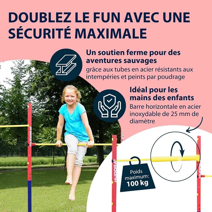 Double barre de gymnastique réglable pour jardin - Jusqu'à -35%