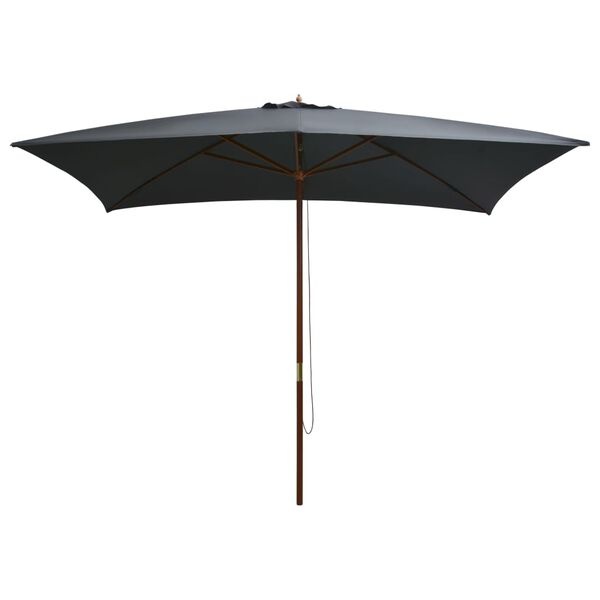 Vidaxl Parasol rectangulaire 200x300 cm en bois anthracite - Jusqu'à -34%