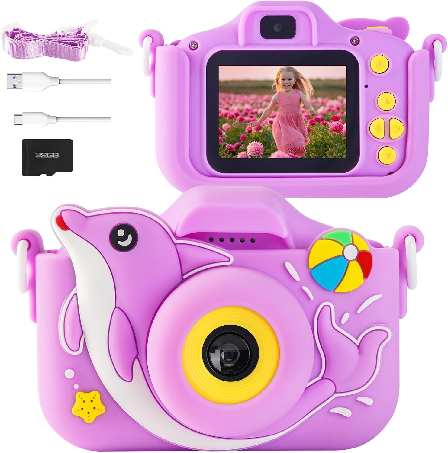 Appareil photo enfant Dauphin 40MP - Violet - Jusqu'à -32% de remise