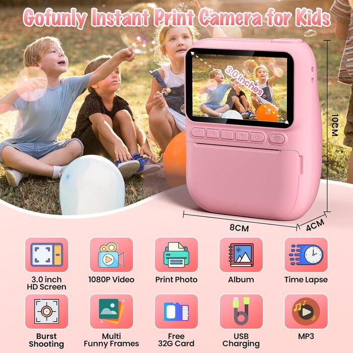 Appareil photo instantané pour enfants - Impression 1080P - Jusqu'à -33%