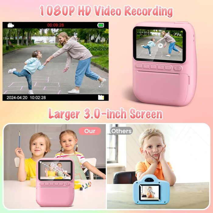 Appareil photo instantané pour enfants - Impression 1080P - Jusqu'à -33%