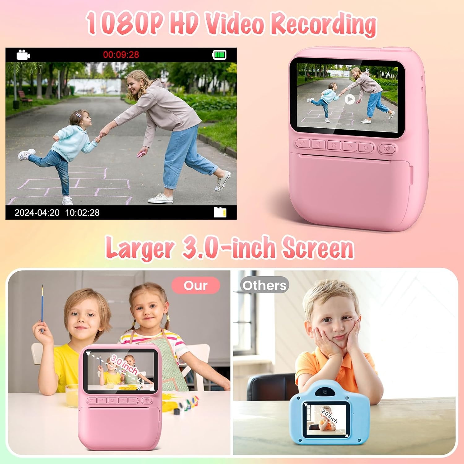 Appareil photo instantané pour enfants - Impression 1080P - Jusqu'à -33%