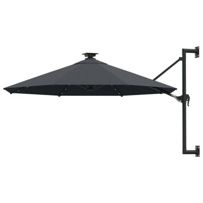 Vidaxl Parasol mural avec LED 300 cm Anthracite - Jusqu'à 35% de réduction