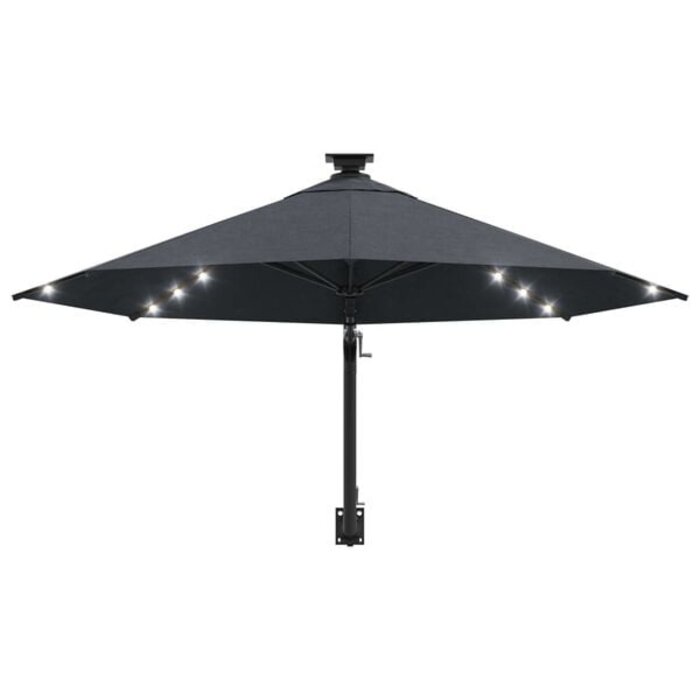 Vidaxl Parasol mural avec LED 300 cm Anthracite - Jusqu'à 35% de réduction