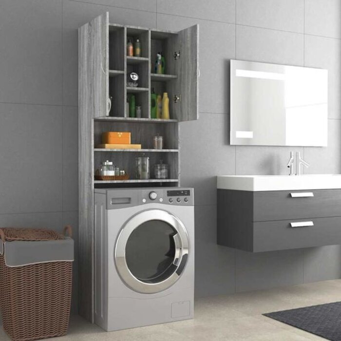 Vidaxl Meuble lave-linge gain de place - Chêne sonoma gris - Jusqu'à 35% de réduction