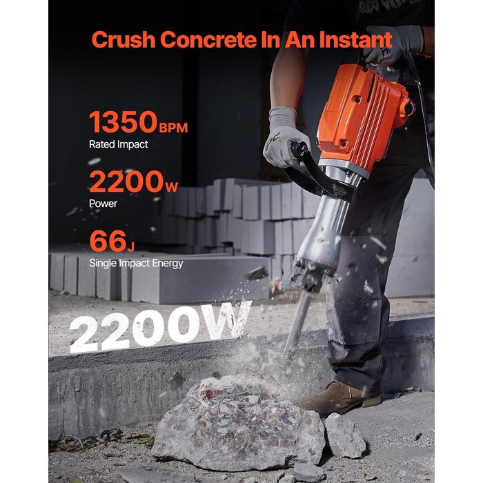 Vevor Marteau de démolition 2200W - Puissant et ergonomique - Jusqu'à -35%