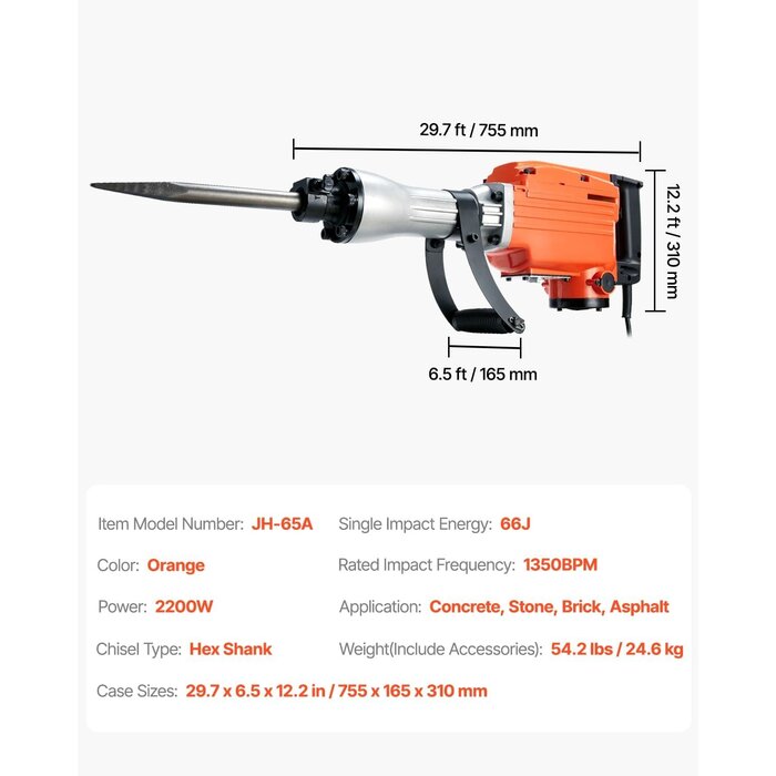 Vevor Marteau de démolition 2200W - Puissant et ergonomique - Jusqu'à -35%