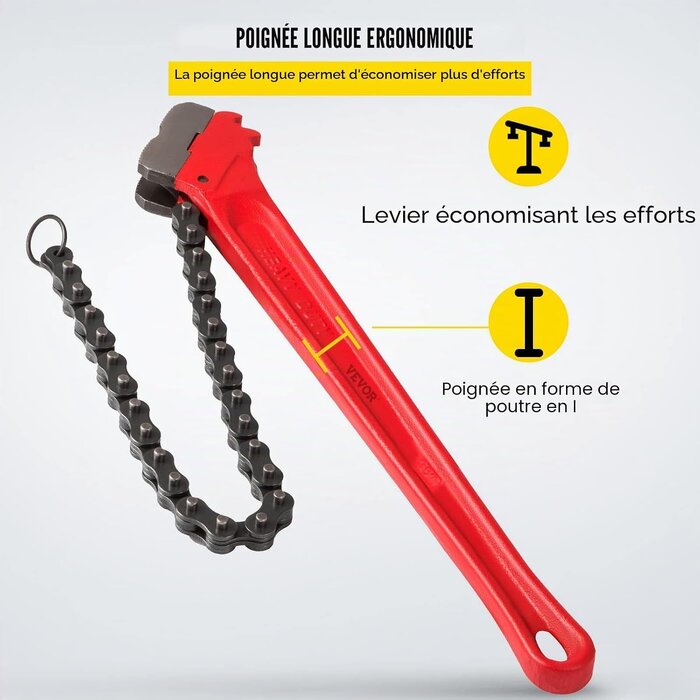 Vevor Clé à chaîne 36 pouces pour filtres et tuyaux - Jusqu'à 35% de réduction