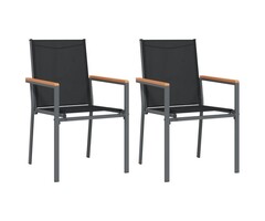 Vidaxl Lot de 2 chaises de jardin en textilène - Noir - Jusqu'à -41%