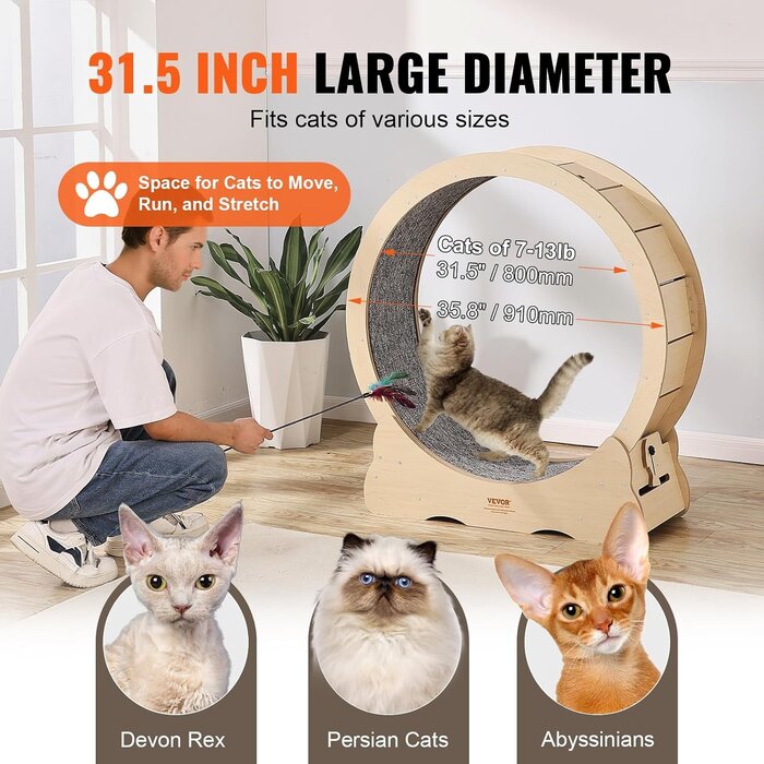 Vevor Roue d'exercice pour chat 91 cm en bois - Jusqu'à -34% sur nos modèles