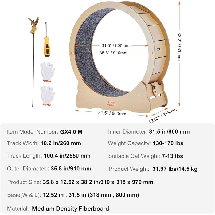Vevor Roue d'exercice pour chat 91 cm en bois - Jusqu'à -34% sur nos modèles